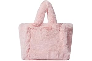 Ulisty Damen Herbst Winter Groß Plüsch Tragetasche Flauschig Henkeltasche Hobo-Tasche Handtasche rosa