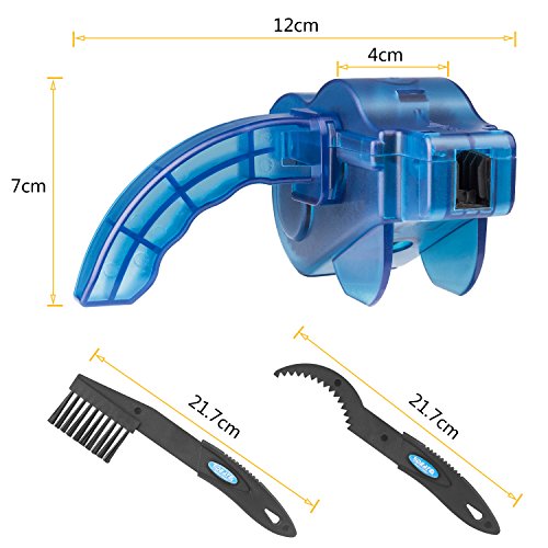 YaFex Fahrrad Kettenreiniger Fahrrad Kettenreinigungsgerät Bike Chain Cleaner Set Ritzelbürste Zahnkranzkratzer Blau - 5