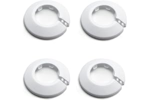MroMax Copertura per tubo dell'acqua a flangia, in plastica PP, decorazione rosetta, tubo di scarico, copertura, collare, adatto per diametro esterno 32 mm, decorazione tubo, bianco, 4 pezzi