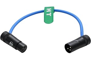 HangTon Audiokabel für Recorder Mixer Mikrofon Lautsprecher Soundgeräte Mixpre 10 II Zoom F8n Zaxcom Sony Canon Kamera, XLR 3 Pin Stecker auf Buchse, Low-Profile rechtwinklig Blau 30cm