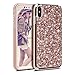 Produktbild Glitzer Hülle für iPhone Xs/iPhone X Handyhülle, Coollee Ultra Slim Dünn Glitter Sparkle Hart PC Stoßfest Case für Apple iPhone Xs/X/10 (5.8") Süße Mädchen Silikon Luxus Bling Strass Glänzend Handytasche Bumper Hardcase Smartphone Etui Back-Cover Rot Rosa Hartschale Schutzhülle (Roségold)