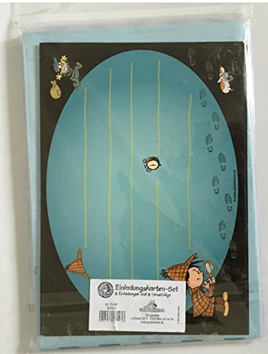 16-teiliges Einladungskarten Set * DETEKTIV FLO * für Kindergeburtstag oder Mottoparty // bestehend aus 8 Einladungen und 8 Umschlägen // Einladung Invites Sherlock Holmes - 3