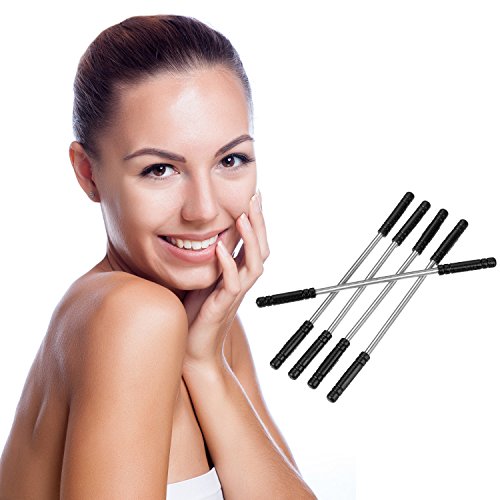 5 Pieces Facial Hair Remover Epilator Threading Beauty Tool for Women, Stainless Steel (Black) - Image 8