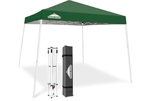 EAGLE PEAK 3m x 3m Slant Leg Pop-up Canopy Tent Instant Outdoor Canopy Easy Set-up Folding Shelter, Green