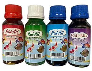 Rid All 4 in 1 Fish Medicine Pack 60ML Each (Anti Chlorine, Anti Ich, General Aid, Anti Fungal)