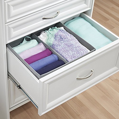 mDesign Stoffbox für Schrank oder Schublade, 2 Fächer – die ideale Aufbewahrungsbox (Stoff) – flexibel verwendbare Stoffkiste – Farbe: grau - 2