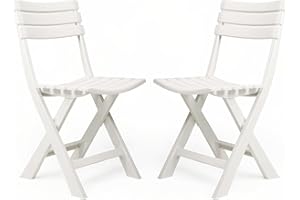 Sunlit Haven Folding Garden Chair Set of 2, White - Easy-to-Clean, Lightweight, Durable - Compact Storage with Folding Design - Ideal for Patios, Gardens, Small Spaces