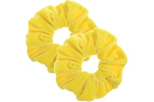 PIDOUDOU 2 Pack Yellow Color Large Velvet Scrunchies for Auldt Women Ponytail Holder Accessories
