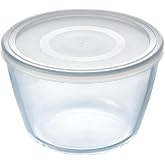 Pyrex Cook &amp; Freeze 1.1 Litre Glass Container with Lid | White, round format, snap-on lid with silicone seal, microwave, oven