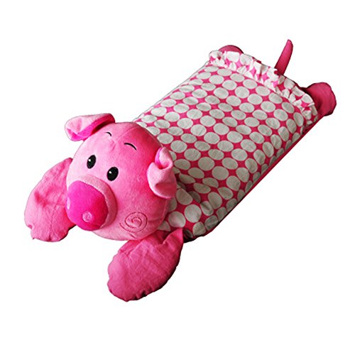 Baby's Buckwheat Hull Pillow with Cotton Pillow (1-3years) ( Pig, Pink )