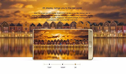 Elephone S8- 4G Smartphone ohne Vertrag, 6.0 Zoll, Android 7.1.1, Deca-Core Helio X25 CPU Mali T880 2.5GHz , 4GB RAM 64GB ROM, 4000mAh, Fingerabdruckerkennung, Dual Kamera, Dual SIM (Blau)