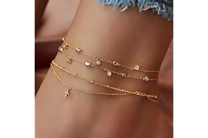 Prosy Cavigliera a strati con croce dorata, a forma di cuore, con cristalli, gioiello per piedi per donne e ragazze