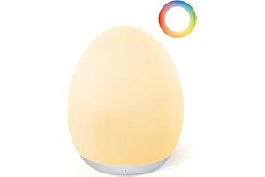 JolyWell Night Light for Kids, Egg Light for Nursery with 7 Changeable RGB Colours & Stepless Dimming, Rechargeable Tap Light with a 1-Hour Timer & Touch Control, Portable Baby Night Light, BPA Free