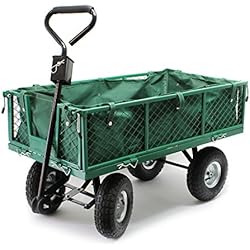 Chariot de jardin à main 300kg avec bâche amovible et grilles remorque de transport charette