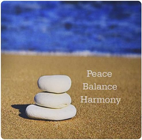 3dRose LLC 8 x 8 x 0.25 Inches Mouse Pad, Image of Zen inspirational Message with Stones Stacked on The Beach (mp_180664_1)
