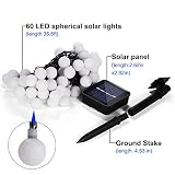 Lichterkette Solar Lichterkette, runde/globe Lichterkette, 60led 10m Solar String Lights , Partybeleuchtung, Weihnachtsbeleuchtung, Kugel Lichterkette für Innen und Außen, Haushalt, Garten, Hochzeit, Party, Halloween, Weihnachten - 5