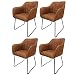 Produktbild Roomando Armlehnen Stuhl 4er-Set Bombay Cognac Esszimmerstuhl Schalenstuhl Lehnenstuhl Freischwinger (4er Set Cognac)