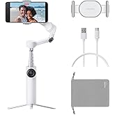 Intsa360 Flow 2 White Gimbal Stabilizer for Smartphone - Foldable AI Phone Gimbal, AI&Multi-Person Tracking, Built-in Tripod/