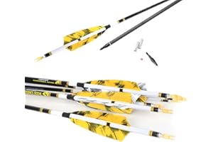 ACCMOS 6 pcs Spine 340 400 500 600 700 800 Hunting Arrows ID 6.2 mm Carbon Arrow for Adult Youth Hunting or Target Practice ID 6.2 mm Bow Archery Huntting Shooting