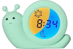 Alecto BC110GN Simon - Réveilleur - Réveil éducatif pour Enfants - Veilleuse - Apprendre à Dormir et se réveiller avec Un réveil LED pour Enfants - Escargot, Menthe