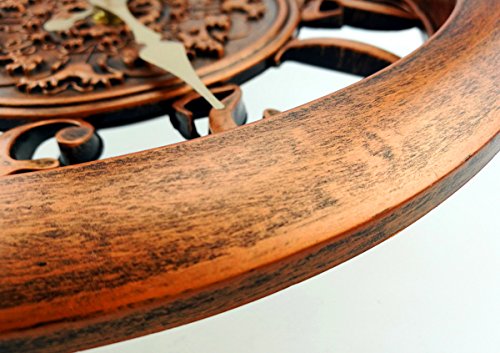 Foxtop 11-Zoll-Kupfer Farbe Antike Hohl European Style Retro Fashion kreative leise Wanduhr, arabischen Ziffer Anzeige, Mute Quarz-Digital-Wand-Taktgeber-Dekoration-Geschenk für Home Office (Copper1) - 4