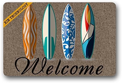 Doormat Personalized Your Text Door Mat Surfboard Welcome Design Doormats Monogram Non-Slip Doormat Non-woven Fabric Floor Mat Indoor Entrance Rug Decor Mat 23.6" x 15.7"