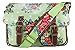 Ladies Vintage Style Oilcloth Floral Print Satchel Bag (Light Green)