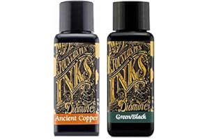 Diamine Fountain Pen Ink 30ml Ancient Copper & Green Black - 2 Pack