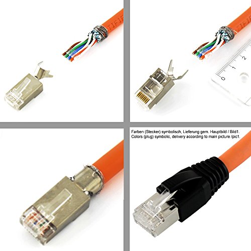 Ligawo ® VLS2 Netzwerk Stecker für Verlegekabel Cat.7 bis AWG22 (2 Stück) + Tülle blau - 3