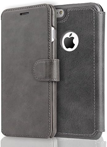 SOWOKO iPhone 7 Case, Flip Wallet Leather Case with Card Slots/Magnetic Closure, Slim Card Holder Cover for iPhone 7, Gray
