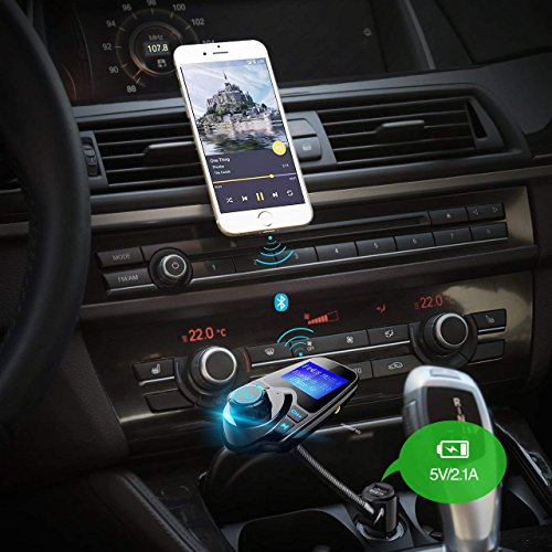 VICTSING-Transmetteur-FM-Bluetooth-Kit-de-Voiture-Mains-Libres-sans-Fil-Chargeur-USB-de-Voiture-avec-35mm-Port-Audio