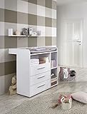 Babyzimmer / Kinderzimmer komplett Set KIM 5 in Weiß, Komplettset mit Babybett, Lattenrost, Wickelkommode mit Wickelaufsatz und Wandregal, Made in Germany - 3