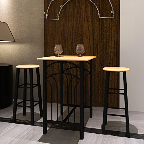 Beech Bar Stools Pair and Standing Table / Bar Table