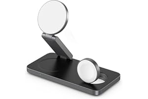 Induktive Ladestation Kompatibel mit Magsafe Ladegerät,QTlier 3 in 1 iPhone Ladestation für 16/15/14/13/12 Serie,30W Wireless Charger für Apple Watch 10/9/8/7/6/5/4/3/2/SE und AirPods 3/2/Pro(Schwarz)