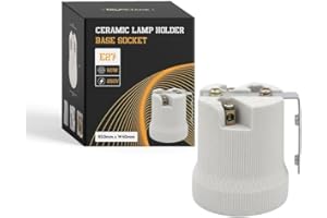 LEDSONE E27/E26 Light Socket Converter Heavy Duty Ceramic Lamp Porcelain, Metal Holder for Ceiling Pendant, Screw-In Light Bulb Base Fitting, Edison Screw Adapter for DIY Lighting Projects - 1 Pack