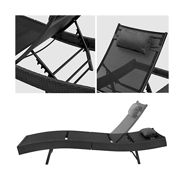 TecTake Rattan day bed sun canopy lounger recliner garden furniture - Image 3