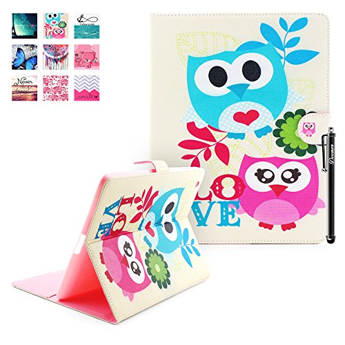 iPad 2 iPad 3 iPad 4 Hülle, Deenor Two owls Pattern PU Leder Abdeckung Stand Flip Schutzhülle Hülle für Apple iPad 2 iPad 3 iPad 4. (Two owls)