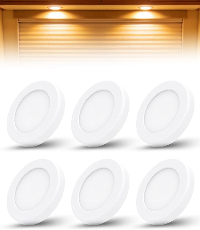 12V Campervan Lights LED Caravan Lights Interior Van Spot Light 12V Ceiling Lights 3000K Warm White 5W for Motorhome Boat Camper 6 Pack