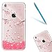 Produktbild iPhone 8 Hüllen, Rosa Kirschblüten Malereifarbig CLTPY iPhone 7 Klarkristall Silikon Schale Case mit Bling Glitzer Diamant für Apple iPhone 7/8 + 1 x Freier Stylus