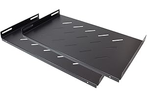 Good Connections® 19" Fachboden 1HE | 2er SPARSET - Einbautiefe 270 mm - für 19 Zoll Netzwerk Server-, Wandgehäuse / Wandschrank - tiefschwarz RAL9005