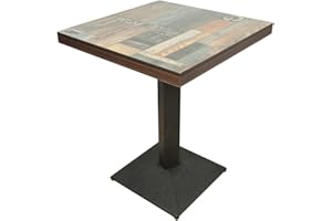 RELOVE Tavolo da bar, 60 x 60 x 75 cm, tavolo da pub in metallo, tavolo alto, quadrato, tavolino da bar, tavolo da pub, tavolo da pranzo in piedi per 4 persone, 60 x 60 x 75 cm (pavimento di fiori