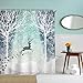 Produktbild Duschvorhang Textil anti-schimmel, Alumuk antibakteriell wasserdicht Badewanne Vorhang Shower Curtain für Badezimmer Deko mit 12 C-Haken Plastik Duschvorhangringen Grau (Rentier Schnee, 180 x 200 cm)