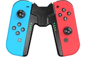 RREAKA Charging Grip Handle for Nintendo Switch/OLED for Joy Con, Joystick Charging Comfort V-Shaped Game for joycon Grip Controller with Battery Indicators, for Joy-Con Charger Grip USB C Cable