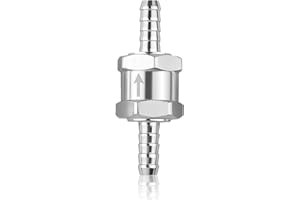 JEEGOWOOSS 8mm One Way Fuel, Aluminium Oil Non-Return Check Valve for Petrol, Diesel, Oil, Water, Suitable for Marine, Car, Auto Carburettor Low Pressure Systems (Silver, 1Pcs)