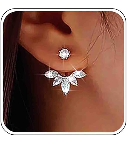 Boho Orecchini A Giacca Fiore Di Loto In Oro Con Perla Imitazione - Anteriore E Posteriore, Minimalisti, Gioielli Donna - 4