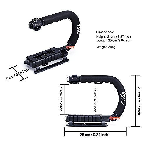 Zeadio Stabilizzatore portatile + Adattatore girevole 360 gradi + Supporto universale di smartphone, per iPhone Sumsung Sony LG Huawei Motorola Cellulare