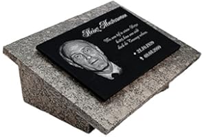 LaserArt24 Granit Grabstein, Grabplatte oder Grabschmuck mit dem Motiv Grabstein-gg11s und Ihrem Foto/Text und Daten