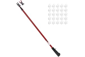 No Ladder PRO MAX Dual Head Telescoping Pole | Light Hanging Kit for Hanging String Lights, Decorations, Garlands, 11ft Reach, Compatible with Gutters, Shingles, Eaves, 25 Light Clips Included