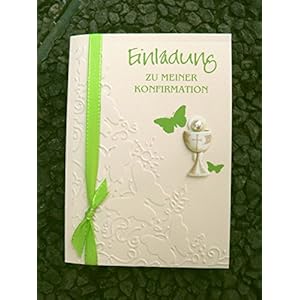 Einladung Einladungskarte Kommunion Konfirmation Schmetterling Kelch grün apfelgrün kiwi hellgrün