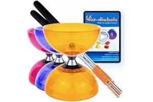 Juggle Dream Cyclone Quartz Diábolo Set para Malabares - Pro Triple Rodamiento Diábolo con Varillas de Aluminio y Vídeo de Aprendizaje en Línea (Naranja)